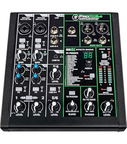 極美品・ほぼ未使用✨ Mackie ProFX6v3 アナログミキサー 6チャンネルアナログミキサー WITH Enhanced FX、USB